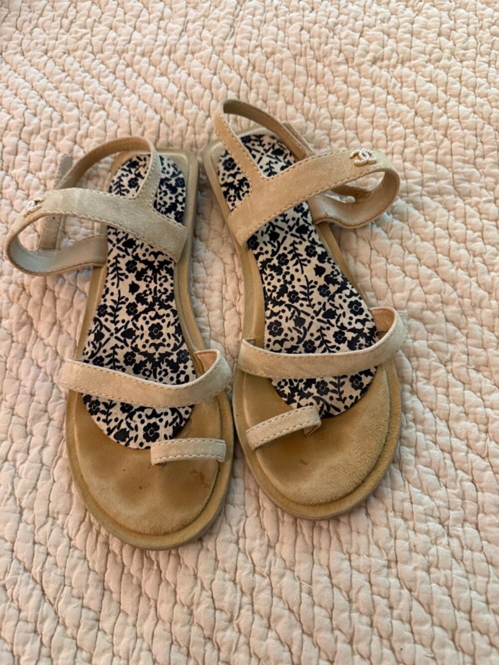 **Chanel Suede Calfskin Sandals**